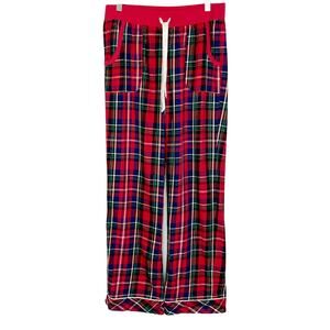 Victoria's Secret Red & Green Plaid Flannel Drawstring Pajama Pants Size Small